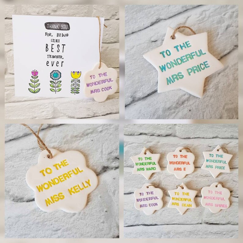 Clay tag Leaving school Teacher card and gift Best teacher card Thank you teacher Teacher card Gifts for teachers