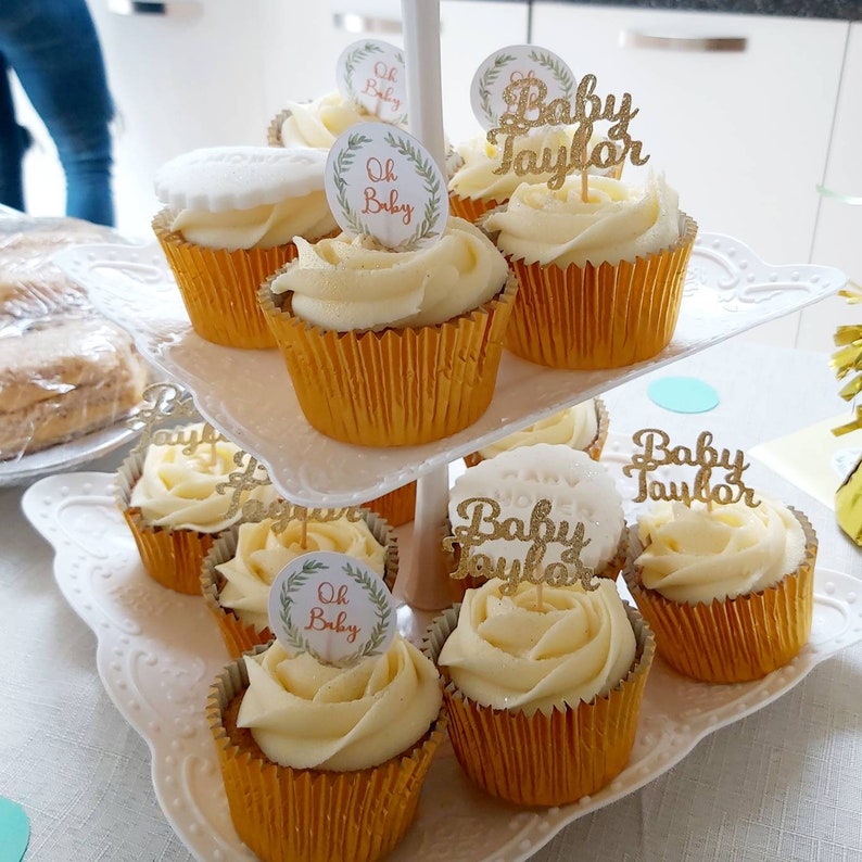 Cupcake Toppers Baby Shower Toppers Personalised Cupcake Etsy