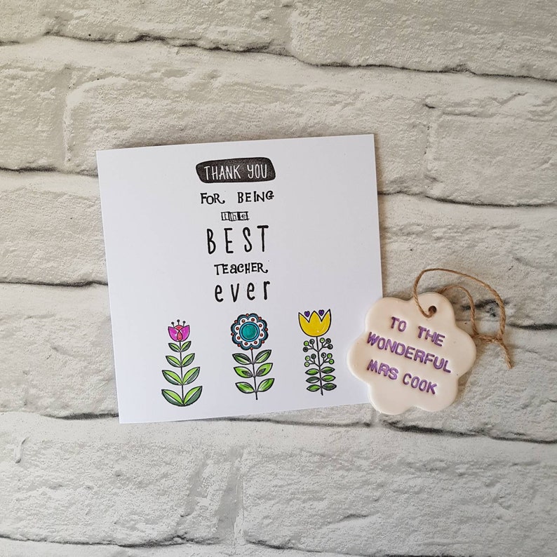 Clay tag Leaving school Teacher card and gift Best teacher card Thank you teacher Teacher card Gifts for teachers