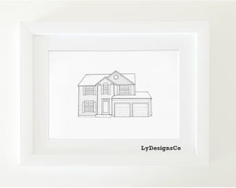 Custom House Portrait - Hand Drawn - House Warming Gift -Personalised Gift.