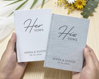 Custom Wedding Vows Book: Linen Vow Book with Name & Date, Vow Book Set of 2, Wedding Ceremony Book, Personalized Wedding Keepsake Gift
