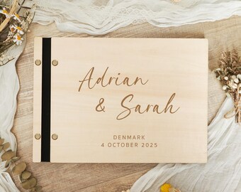 Personalized Wooden Wedding Guestbook, Custom Rustic Guestbook, Photo Album, Reception Keepsake, Wedding Anniversary Gift, Photo Memory Book