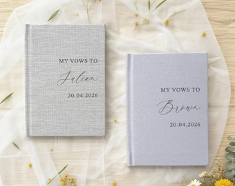 Personalized Linen Vows Book, Custom Wedding Vow Book Set of 2, His and Her Vows, Romantic Couple Keepsake, Engagement Gift, Wedding Favors