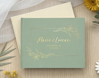 Personalized Wedding Guest Book: Custom Sign-in Book, Hardcover Guest Book with Gold Foil, Wedding Reception Guestbook, Wedding Keepsake
