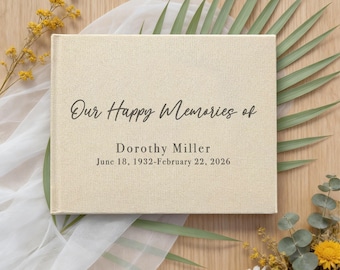 Custom Funeral Guest Book: Linen Funeral Service Sign In Book, Celebration of Life Memorial Guestbook, Gift for Loss of Loved One