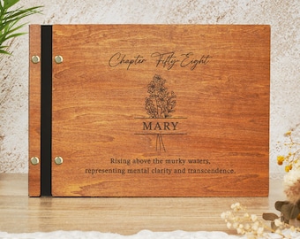 Personalized Birthday Guest Book, Wooden Engraved with Name, Birth Flower & Blessing, 18th 30th 40th 50th 60th 70th 80th 90th Birthday Gift