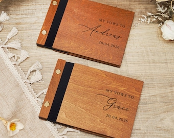 Personalized Vows Book, Custom Wedding Vow Book Set of 2, His and Her Vows, Romantic Couple Keepsake, Engagement Gift, Wedding Favors