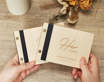 Custom Wooden Vows Book, Personalized Wedding Ceremony Book, Vow Books Set of 2, His and Hers Wedding Vow Books, Wedding Keepsake Gifts