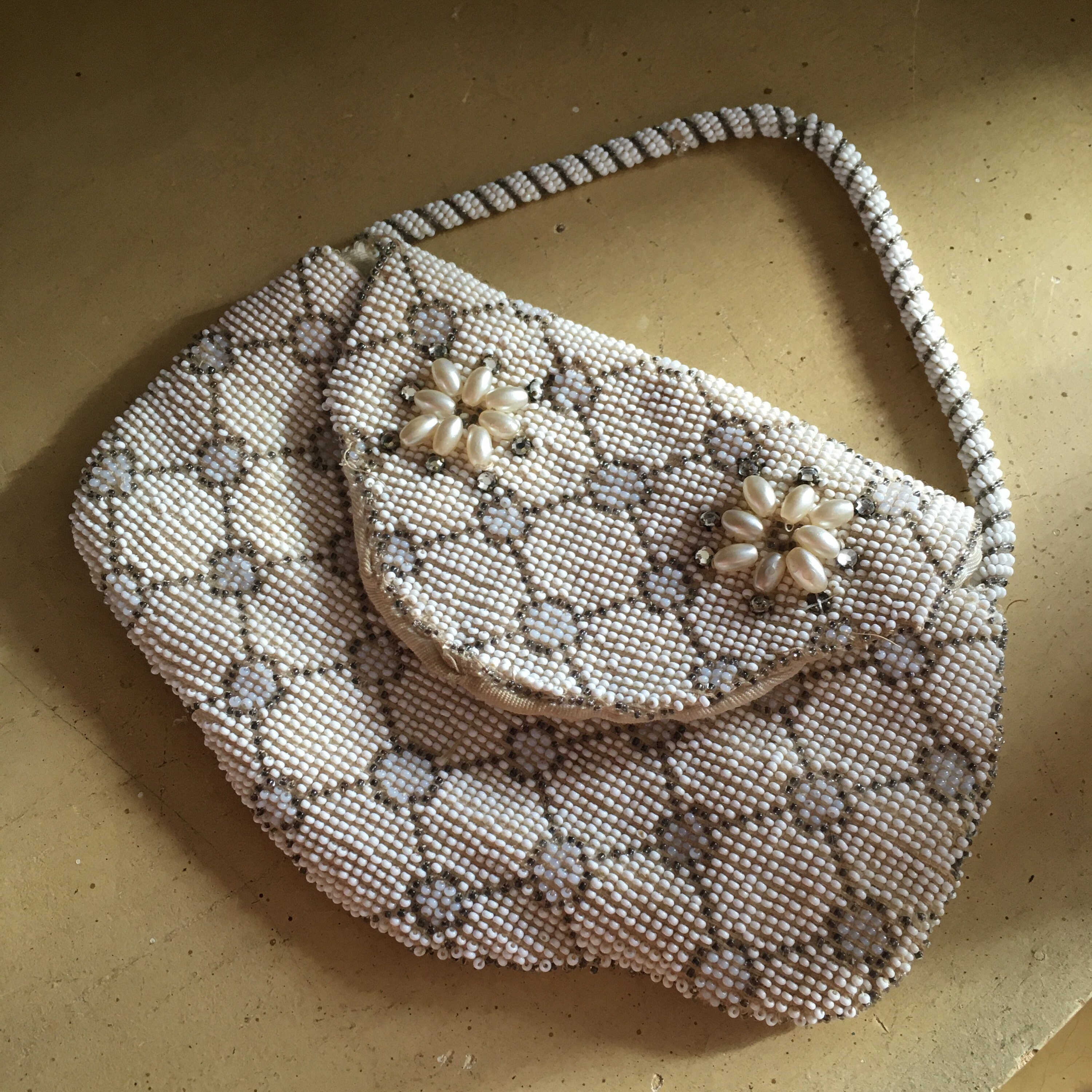 White Vintage Evening Bag Small Vintage Beaded Evening Etsy UK