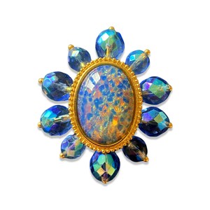 RESERVED Joan Rivers Faux Blue Opal Brooch, Classics Collection, c1990s
