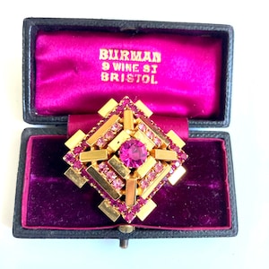 Pink Glass Pyramid Style Brooch