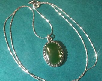 Nephrite jade and sterling silver necklace