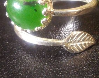 Nephrite jade and sterling silver ring
