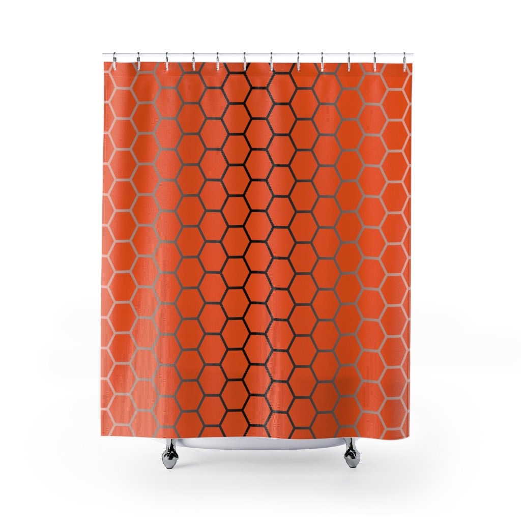Geometric Shower Curtain Orange Shower Curtain. Perfect Etsy