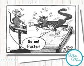 Produkty Podobne Do Pocztówka Pracy Rysunek Kot Mysz W Etsy