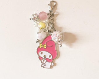 Cute Pink Kawaii Planner Charm // Bag Charm // Silver Lobster Clasp