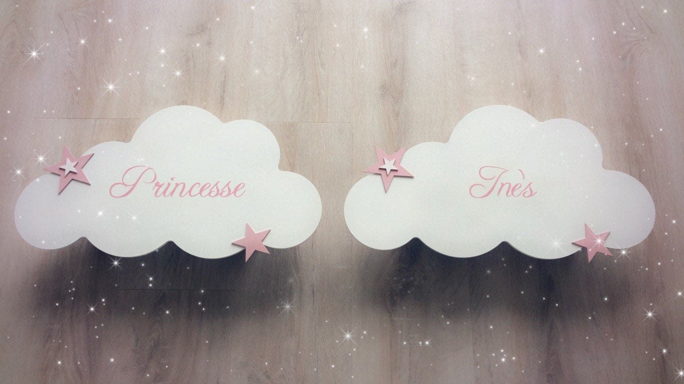 Lot de 2 Applique Nuage en Bois