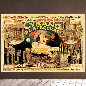 Cyrano de Bergerac 1890 - Moncharmont et M. Luguet - Ilustración de ilustración - Home Decor Wall Engraving Descargar - Descargable imprimible imprimible