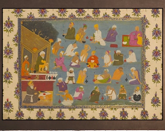 PERSIAN Mughal Indian MINIATURE Dervish Sufi People Group 18th century - Iran - Antique Decor Wall Engraving Download Downloadable Printable