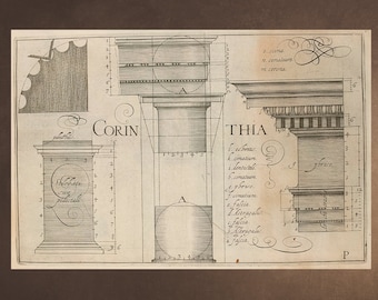 CORINTHIAN ARCHITECTURE Orders Ancient Greek Roman Empire Columns Classic Home Decor Wall Print Engraving Download Downloadable Printable