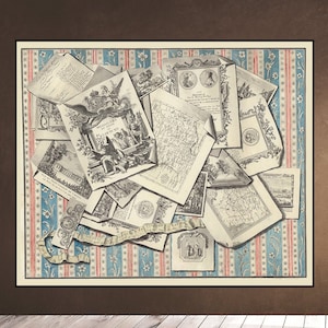 TROMPE L'OEIL Imprime papéis Gravuras - Século 18 França Rei Luís XV Desenho Decoração de Casa Gravura de Parede Baixar Para Imprimir