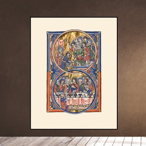 Jesus Washing His Disciples Feet Last Supper Final Meal Catholic Medieval miniature Illuminated Manuscript Religious Downloadable Printable