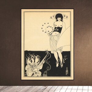 1907 AUBREY BEARDSLEY Black White Small Print Salome Oscar Wilde Topless Woman Home Decor Wall Fashion Art Nouveau Downloadable Printable