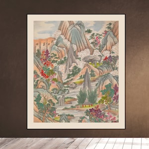 Chinese LANDSCAPE Mountains Rivers Houses Trees Flowers Gardens - China Print - Download Vintage Old Print - HR Downloadable Printable