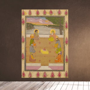 PERSIAN MINIATURE Wise Men Council Dervish Sufi People 18th century - Iran - Antique Decor Wall Engraving Download Downloadable Printable
