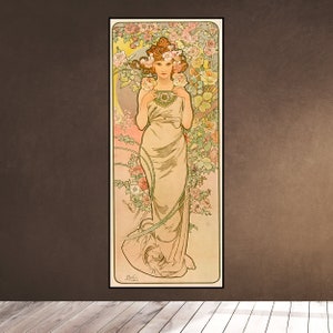 1902 Las FLORES ROSE Alphonse Mucha Art Nouveau Diosa Vintage Litografía Mujer Francesa Belleza Naturaleza Carteles Art Pared Hanging Decor Print