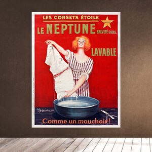 Printable Wall Art 1923 - Leonetto Cappiello - Le Neptune - Women Corsets - Les Corsets etoile - red head - Washable Lithograph Downloadable