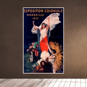Marseille 1922 - Exposition coloniale - Vintage Ad Poster - Goddess - South France - Leonetto Cappiello Lithograph Art Wall Download