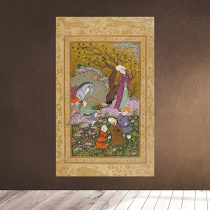 PERSIAN MINIATURE Muraqqa Print Iran Islam Nizami Ganjavi - Treasure of Secrets - Muslim Antique Decor Wall Engraving Downloadable Printable