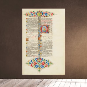 BREVIARIUM Floral Motifs - Hoja iluminada medieval - decoración religiosa italiana siglo XVI - Descargar descargable imprimible imprimible imprimible