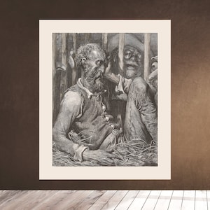 Don Quixote in a Cage - Spanish Literature Miguel de Cervantes by Gustave Dore Home Decor Wall Engraving Download - Downloadable Printable