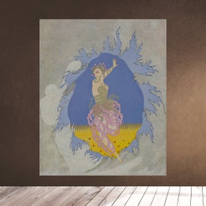 Erté 1927 - l&#39;apparition du printemps - Spring - Art Deco Poster Print Woman allegory - Decor Wall Engraving Download Downloadable Printable