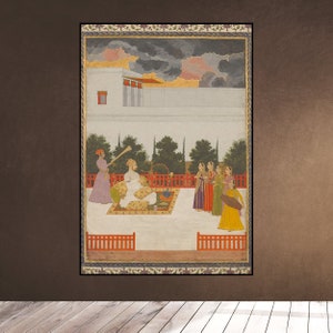 PERSIAN Mughal Indian MINIATURE Women Singing for King Prince 18th century Iran Antique Decor Wall Engraving Download Downloadable Printable