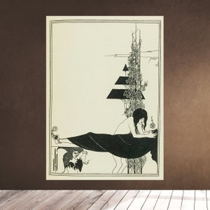 1907 AUBREY BEARDSLEY Black and White Drawing Salome Oscar Wilde Woman Tragedy Decor Wall Art Fashion Art Nouveau Downloadable Printable