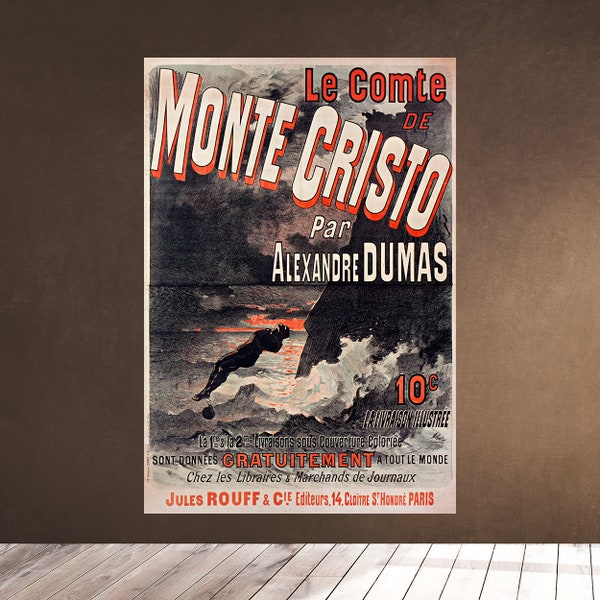 Le Comte de Monte-Cristo par Alexandre Dumas 1886 - Cheret Paris - Vintage Book Poster - Home Decor Wall Litho Downloadable Printable
