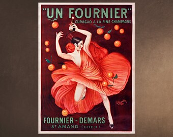 Curacao Fine Champagne 1921 Un Fournier Vintage Poster Print Wine Bar Decor Art 
