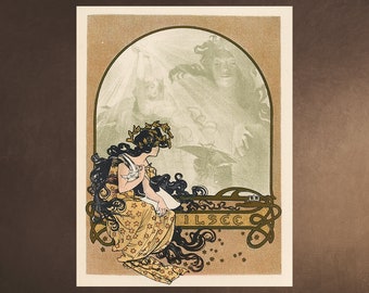 アルフォンス・ミュシャ「月と星」アール・ヌーヴォー版画（デジタル