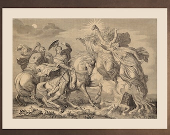 William Shakespeare MACBETH and Banquo Encounter the Three Witches - 19th century print Home Decor Wall Engraving Downloadable Printable