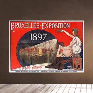 Printable Wall Art - Bruxelles - Exposition 1897 - Belgium Ad by Henri Baes - Downloadable