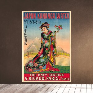 Printable Wall Art Vintage - Old Advertisement for Japanese Water - Japan Kananga Water - Geisha - Hanging Decor Print Downloadable