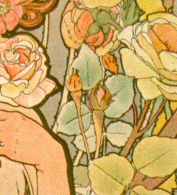 ミュシャ装飾資料額装リトグラフローズ