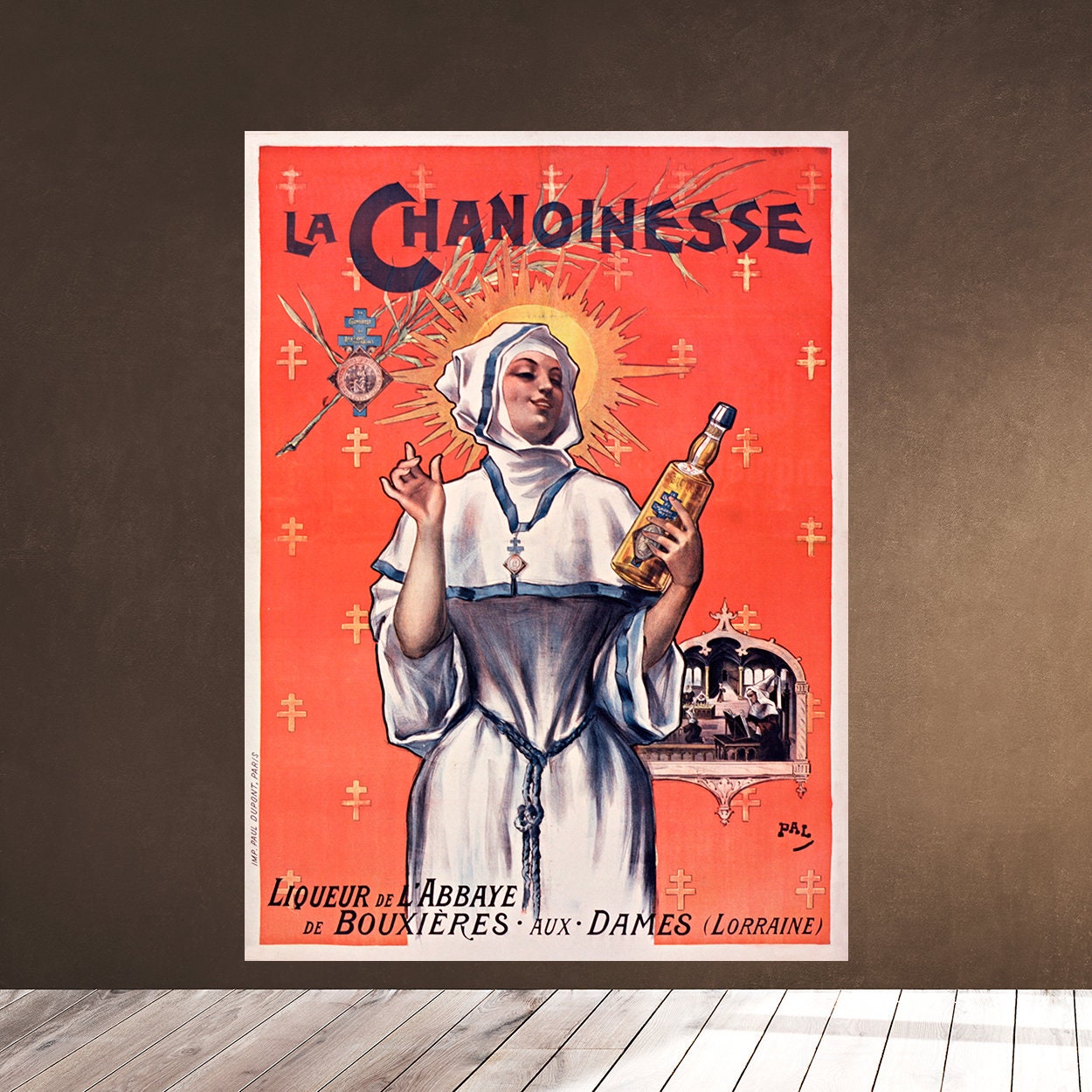 La Chanoinesse 1897 NUN Poster liqueur de labbaye de Bouxieres