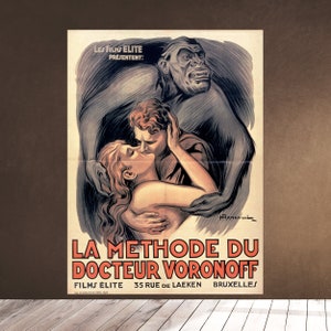 Printable Wall Giant Monkey Old Movie Poster - La methode du docteur Voronoff by Henri Armengol - 1929 - Downloadable