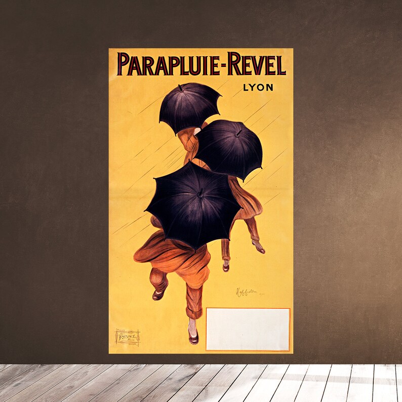 Vintage French Parapluie Revel Umbrellas Poster Print - Classic Antique Art Decor