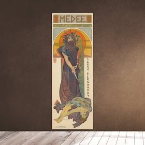 MEDEE Alphonse Mucha Theatre de La Renaissance - Sarah Bernardt - Theater Poster Theatre Ad - Czech Art Nouveau Wall Art Hanging Decor Print
