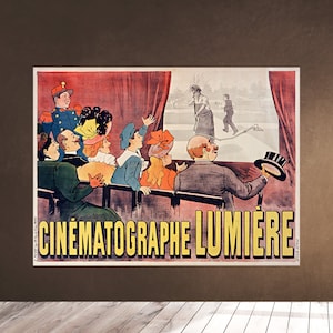 Printable Wall Art - Cinematographe Lumiere 1896 -  Vintage French Movie Poster Downloadable